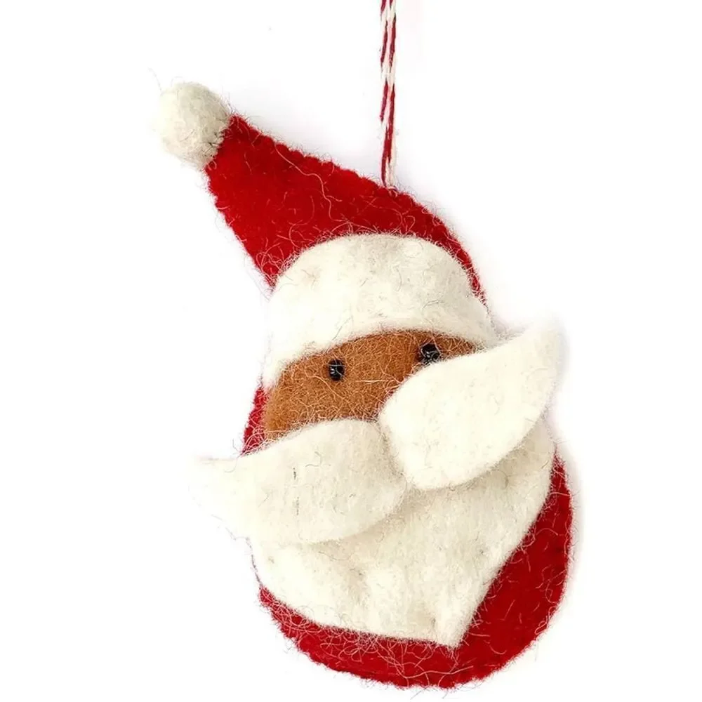 Handmade Cute Santa Felted Wool Christmas Ornaments Set 5